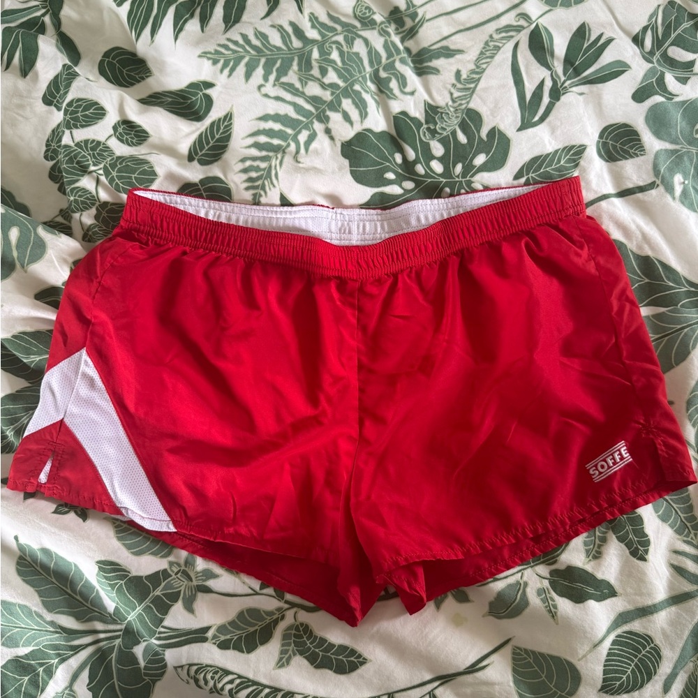 Soffe Red Sports Shorts with White Detail